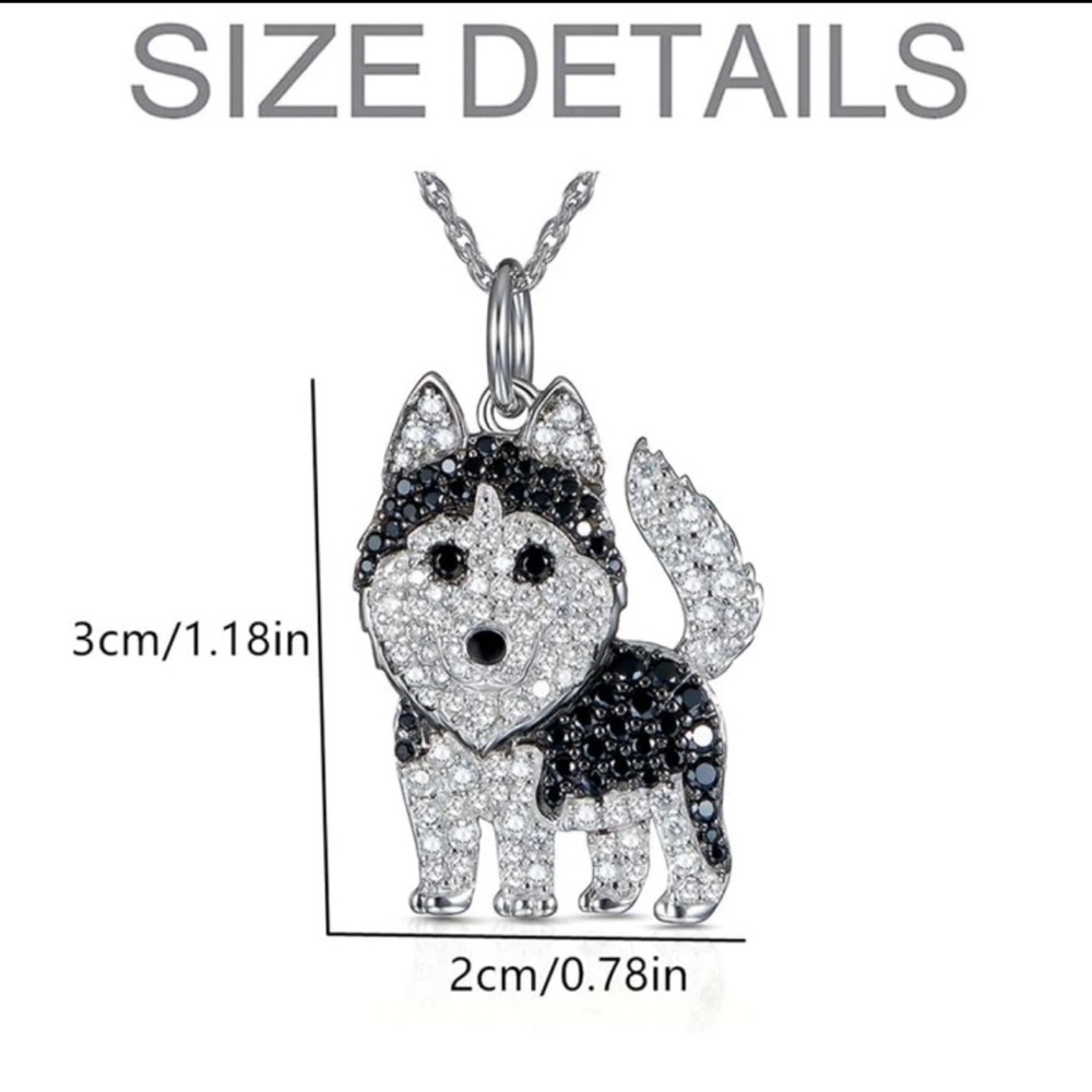 Husky Dog Rhinestone Necklace - Picture 4 of 4